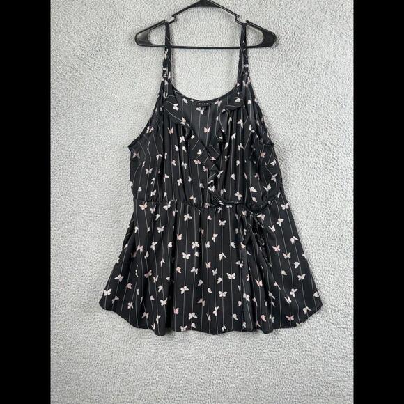 Torrid Shirt Womens 3X Black Floral Sleeveless Wrap Plus Size Blouse Top - Picture 1 of 9